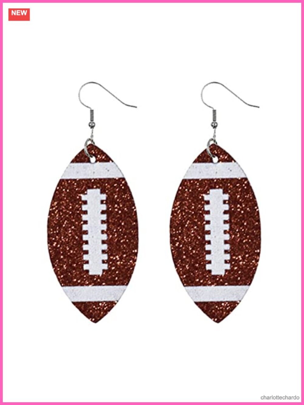 Layered Football Dangle Earrings Leather Sports Jewelry for Women